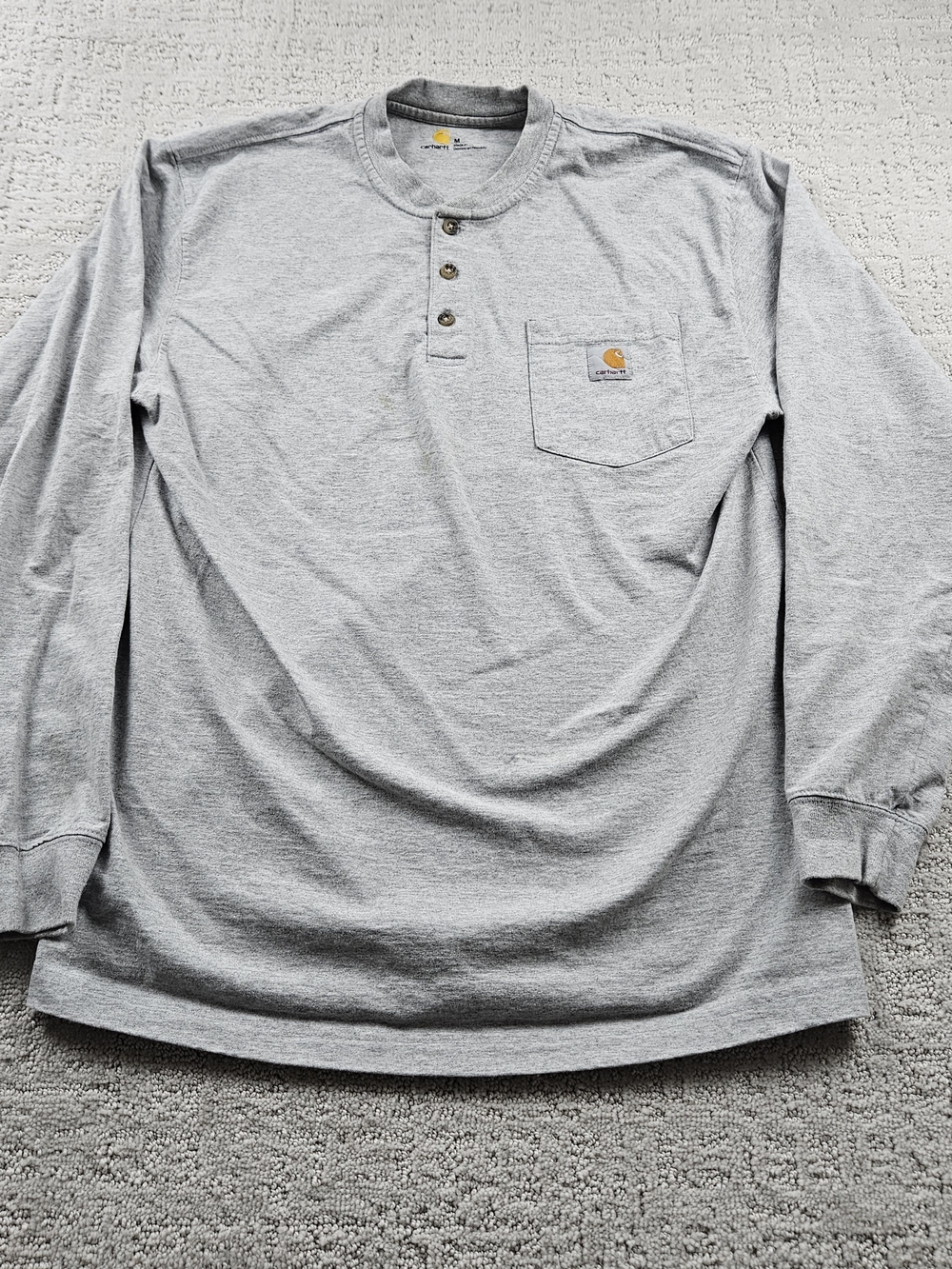 Carhartt Light Gray Medium Long-Sleeve Henley Pocket Tee